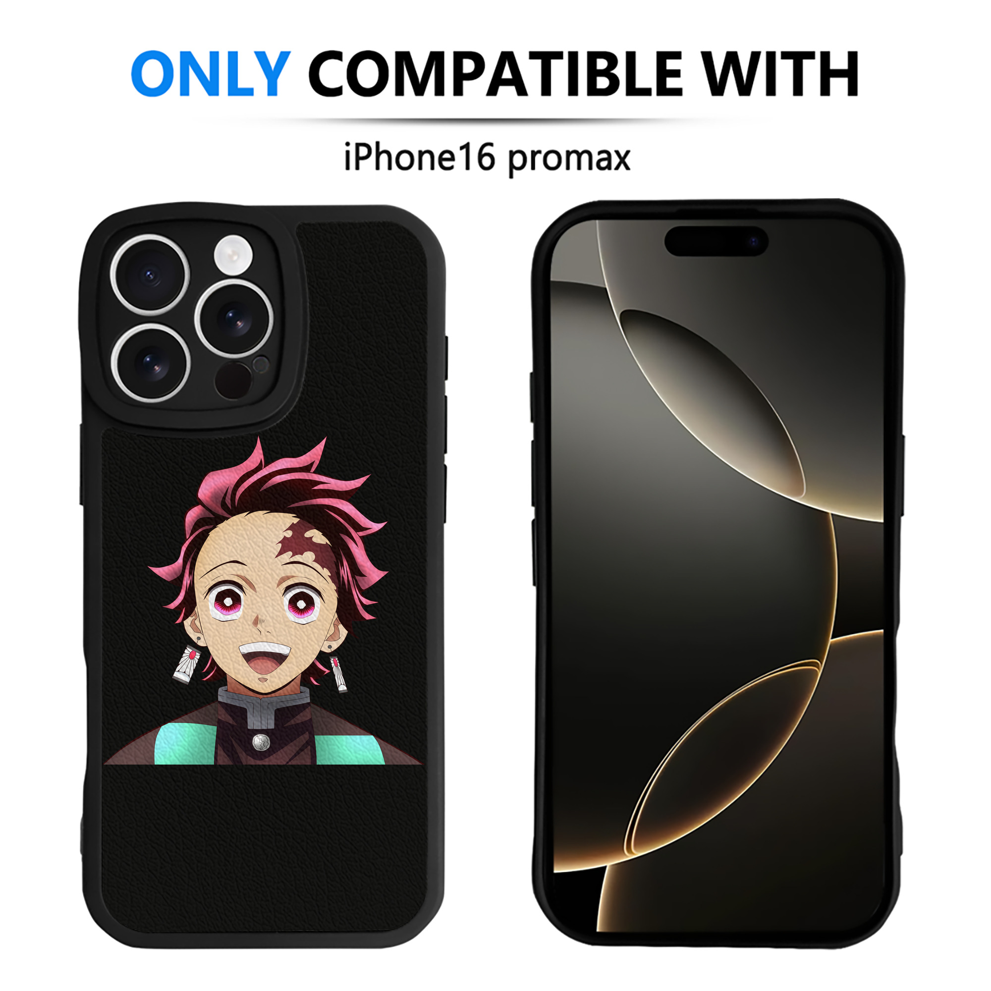 （画像用） 鬼滅の刃 竈門 炭治郎／かまど たんじろう Kamado Tanjirou 【iPhone 16シリーズ対応】シリコンスマホケース（レザー調） 材質：シリコン